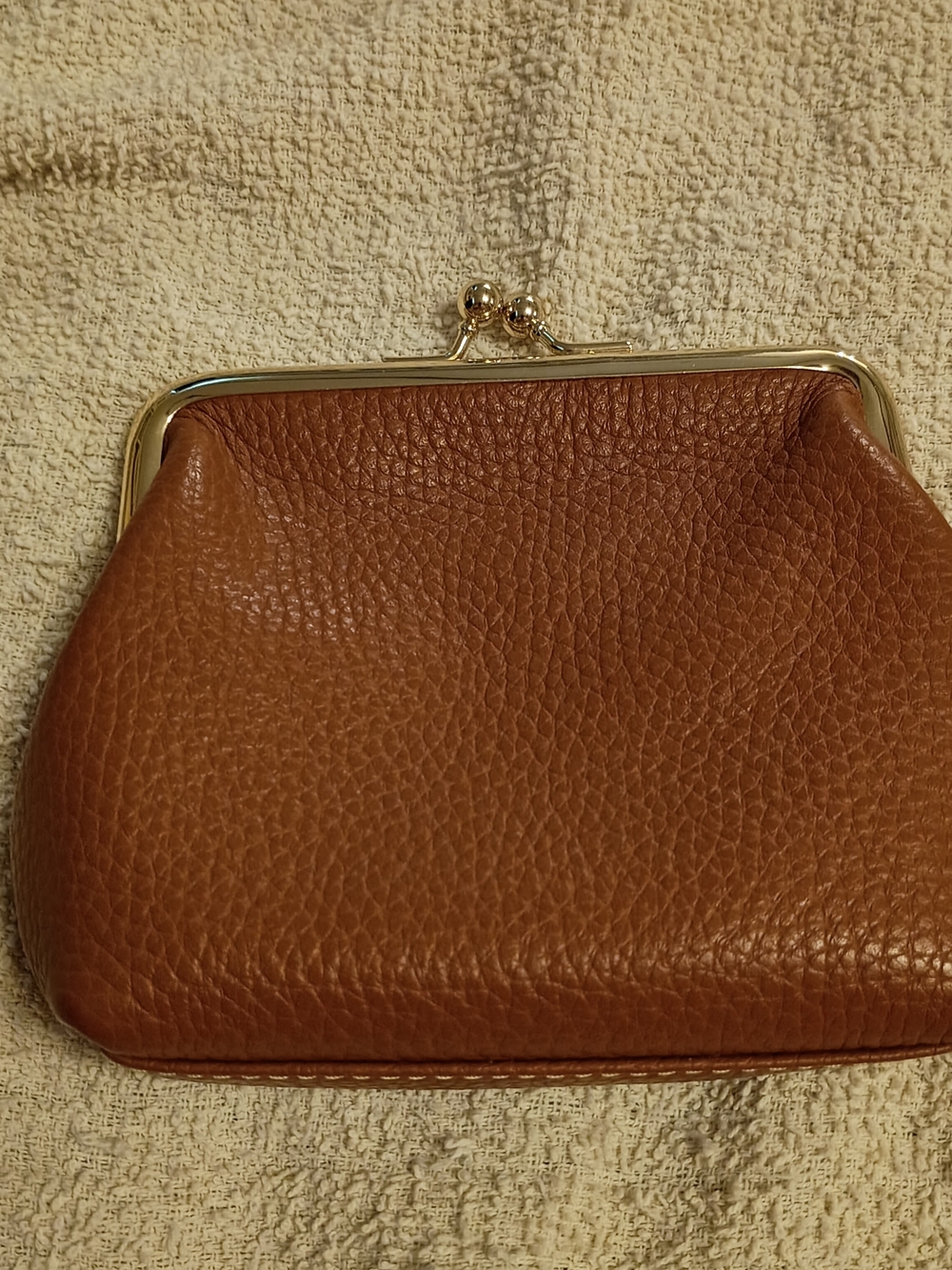 Dooney & Bourke Classic Brown Leather Kiss-Lock Coin Purse
